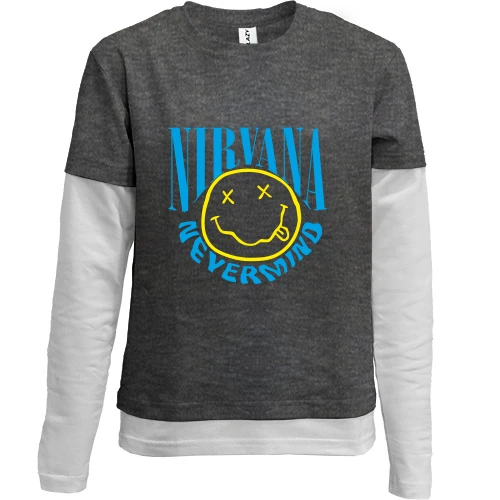Комбинированный детский лонгслив, черный, Nevermind Nirvana