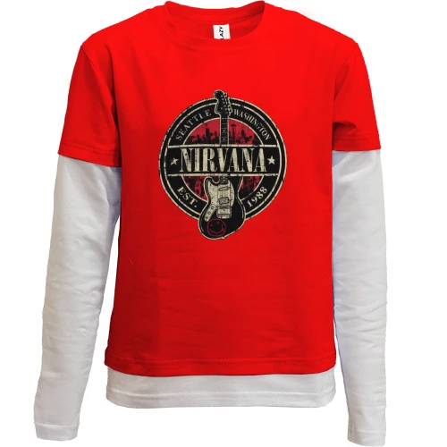 Комбинированный детский лонгслив, красный, Nirvana est. 1988