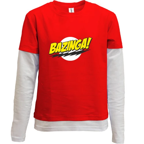 Комбинированный детский лонгслив, красный, Bazinga
