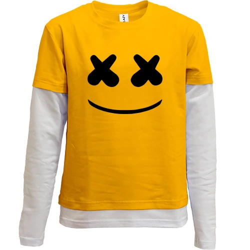 Комбінований дитячий лонгслів з обличчям Marshmello