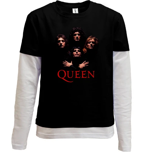 Комбинированный детский лонгслив, черный, Queen Band