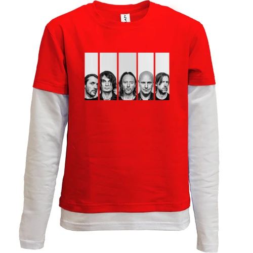 Комбінований дитячий лонгслів, червоний, Radiohead Band (2)