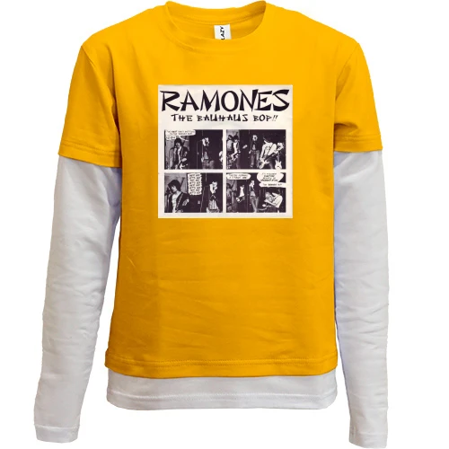 Комбінований дитячий лонгслів, жовтий, Ramones - blitzkrieg bop