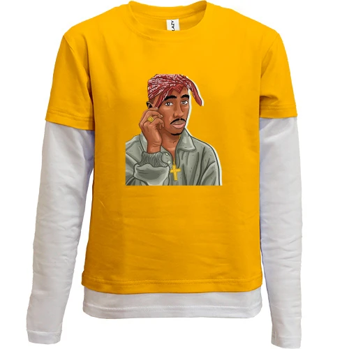 Комбинированный детский лонгслив, желтый, с 2PAC (иллюстрация)