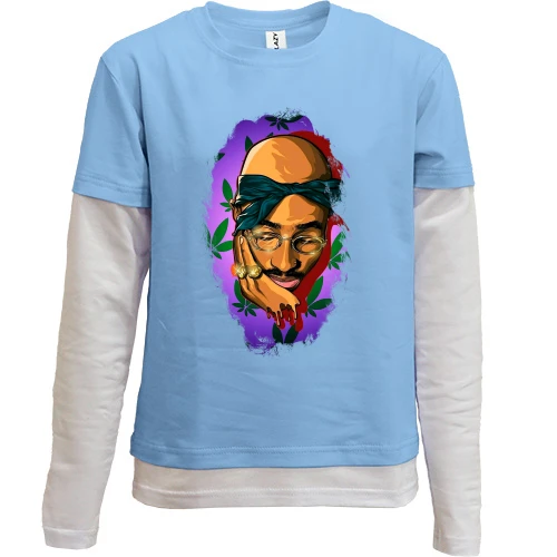 Комбинированный детский лонгслив, синий, с 2PAC арт (2)