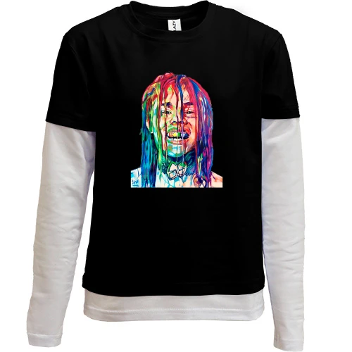 Комбинированный детский лонгслив, черный, с 6IX 9NINE