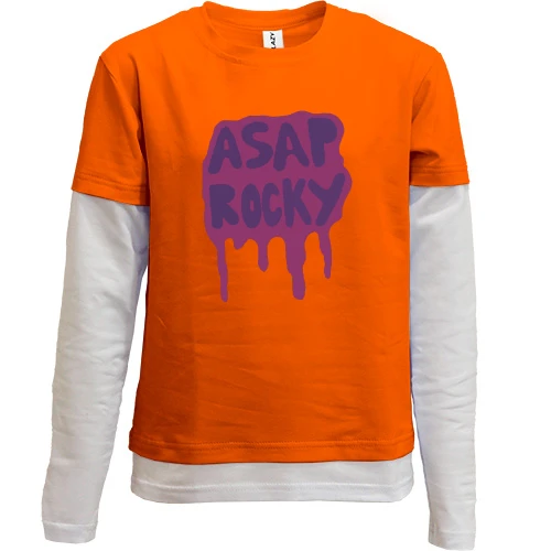 Комбинированный детский лонгслив, оранжевый, с Asap Rocky