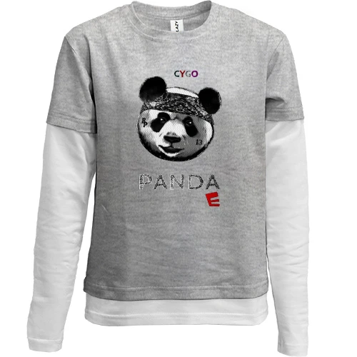 Комбинированный детский лонгслив, серый, CYGO - Panda E