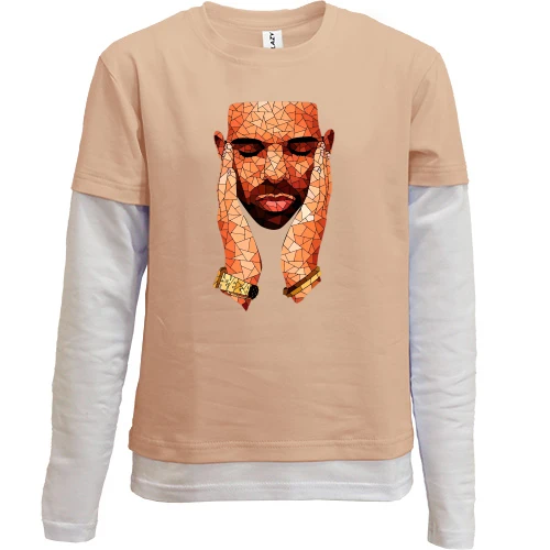 Комбинированный детский лонгслив, черный, с Drake полигонами