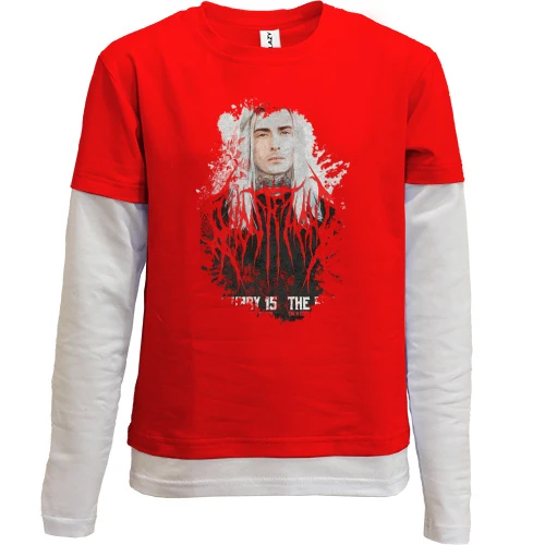 Комбинированный детский лонгслив, Красный, с Ghostemane (иллюстрация)