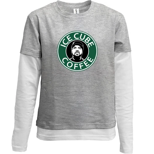 Комбинированный детский лонгслив, серый, Ice Cube coffee