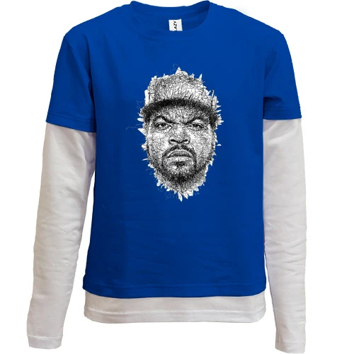 Комбинированный детский лонгслив, синий, с Ice Cube (иллюстрация)