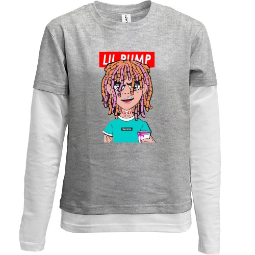 Комбинированный детский лонгслив, серый, с Lil Pump (иллюстрация)