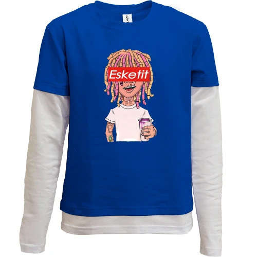 Комбинированный детский лонгслив, синий, Lil Pump (Esketit)