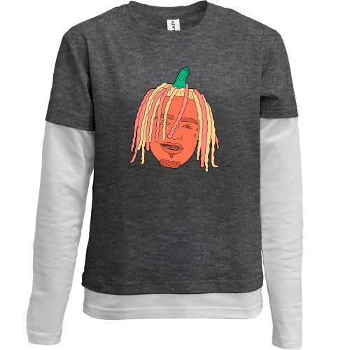 Комбинированный детский лонгслив, серый, Lil Pump (арт)