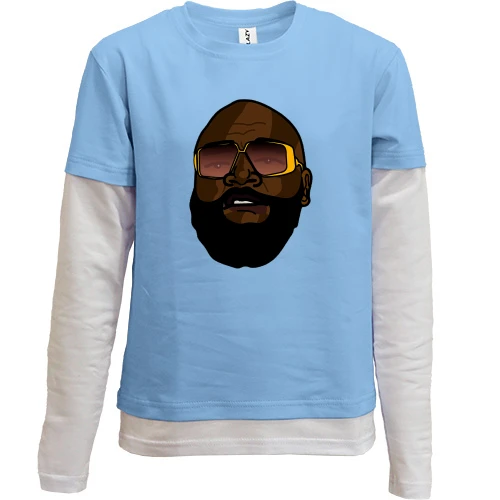 Комбинированный детский лонгслив, желтый, с улыбающимся Rick Ross