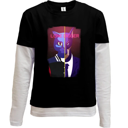 Комбинированный детский лонгслив, черный, с Caravan Palace (Lone Digger)