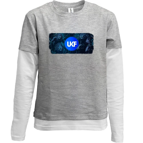 Комбинированный детский лонгслив, серый, с UKF (обложка альбома)