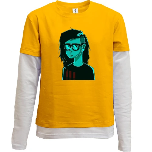 Комбинированный детский лонгслив, желтый, со Skrillex (арт)