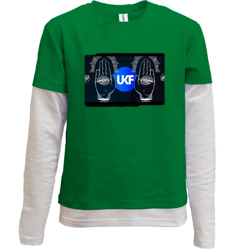 Комбинированный детский лонгслив, зеленый, с UKF (альбом)