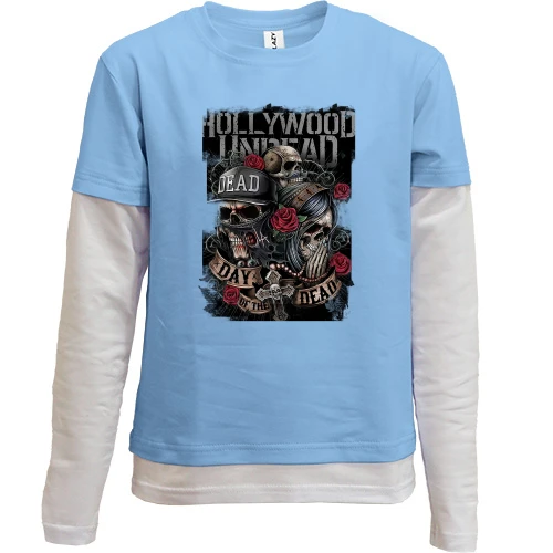 Комбинированный детский лонгслив, желтый, с Hollywood Undead (обложка альбома)