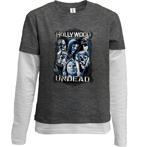 Комбинированный детский лонгслив, серый, с Hollywood Undead (арт)