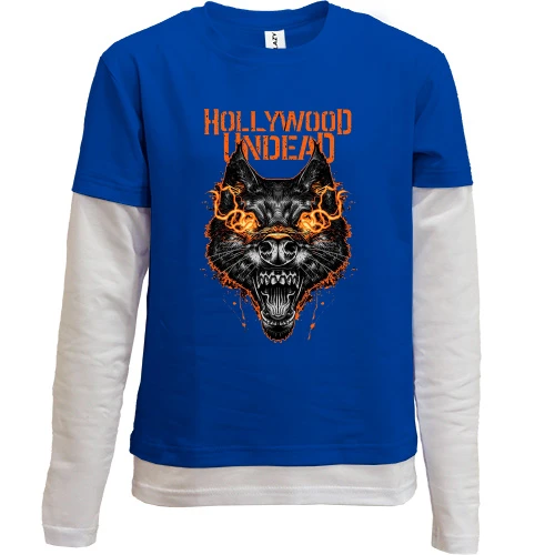 Комбинированный детский лонгслив, синий, Hollywood Undead - Firewolf