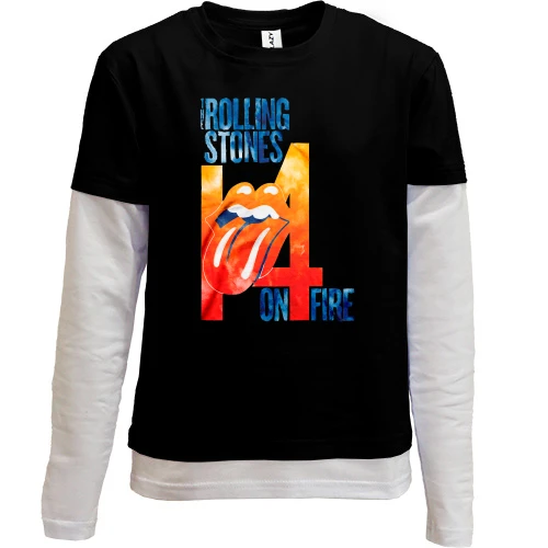Комбинированный детский лонгслив, черный, Rolling Stones 14 Fire