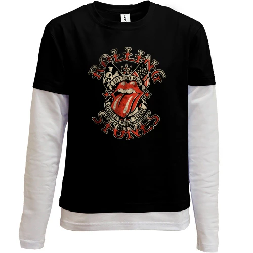 Комбинированный детский лонгслив, черный, Rolling Stones Art (2)
