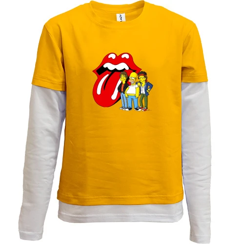 Комбинированный детский лонгслив, желтый, Rolling Stones (Simpsons)