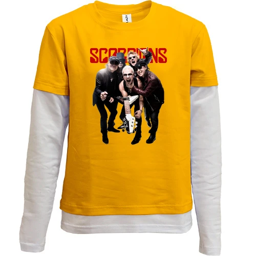 Комбинированный детский лонгслив, желтый, Scorpions Band