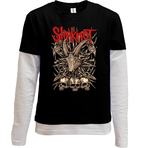 Комбінований дитячий лонгслів, чорний, Slipknot (Кістки)