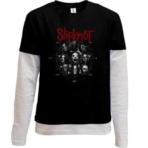 Комбінований дитячий лонгслів, чорний, Slipknot Band