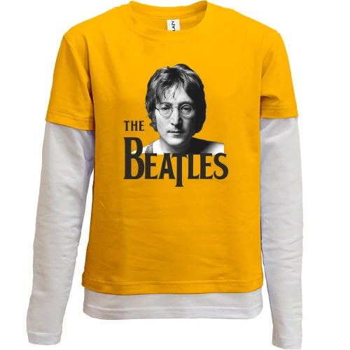 Комбинированный детский лонгслив, желтый, Джон Леннон (The Beatles)