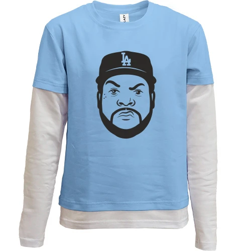 Комбинированный детский лонгслив с портретом Ice Cube