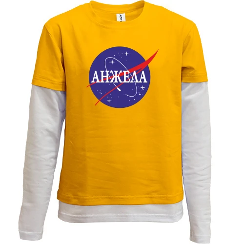 Комбинированный детский лонгслив, Красный, Анжела (NASA Style)