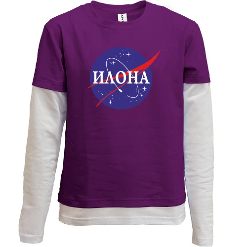 Комбинированный детский лонгслив, черный, Илона (NASA Style)