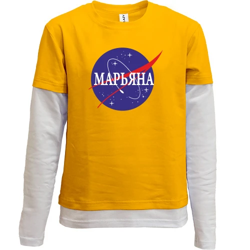 Комбинированный детский лонгслив, желтый, Марьяна (NASA Style)