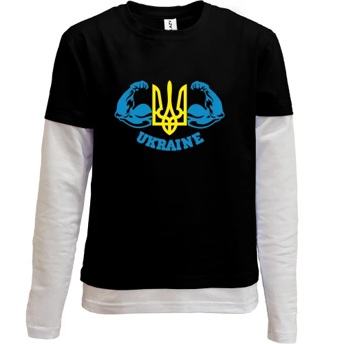Комбинированный детский лонгслив, черный, Ukraine (WorkOut Style)