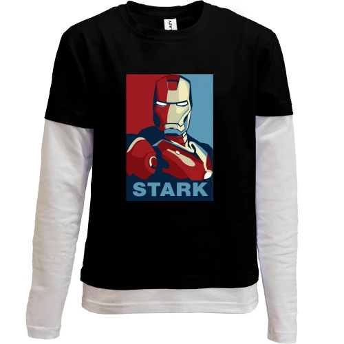 Комбинированный детский лонгслив, черный, STARK