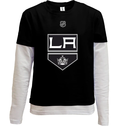 Комбинированный детский лонгслив, черный, Los Angeles Kings (LA)