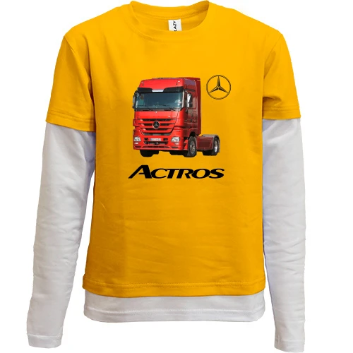 Комбинированный детский лонгслив, желтый, Mercedes-Benz Actros