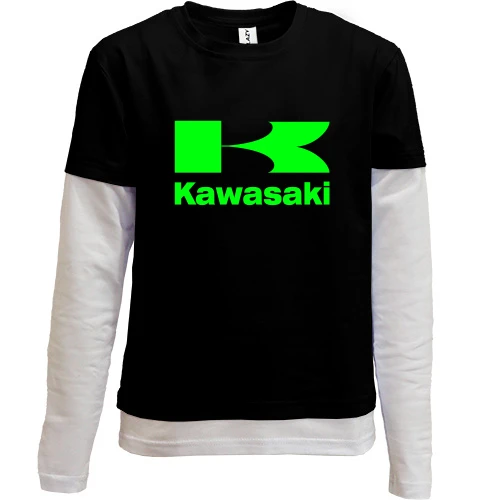 Комбинированный детский лонгслив с лого Kawasaki
