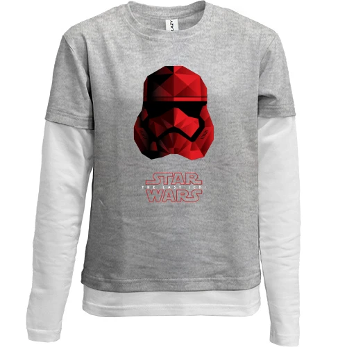 Комбинированный детский лонгслив, серый, с джедаем (STAR WARS)