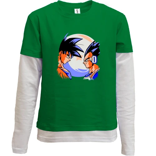Комбинированный детский лонгслив, зеленый, Goku Son