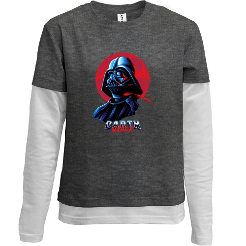 Комбинированный детский лонгслив, серый, Darth Vader