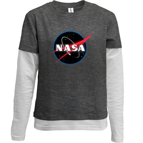 Комбінований дитячий лонгслів з логотипом Nasa (чорний)