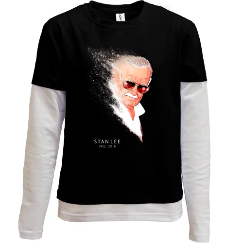Комбинированный детский лонгслив, черный, Stan Lee