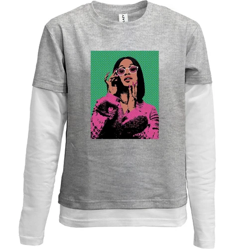 Комбинированный детский лонгслив с Cardi B (поп-арт)