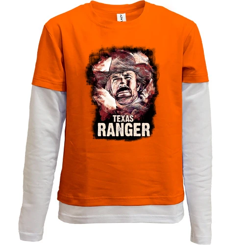 Комбинированный детский лонгслив, оранжевый, с Чаком Норрисом (Texas Ranger)